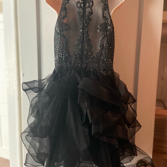 Women’s Formal short black ball gown lace tulle Sz 12 prom cocktail dress - Picture 6 of 7